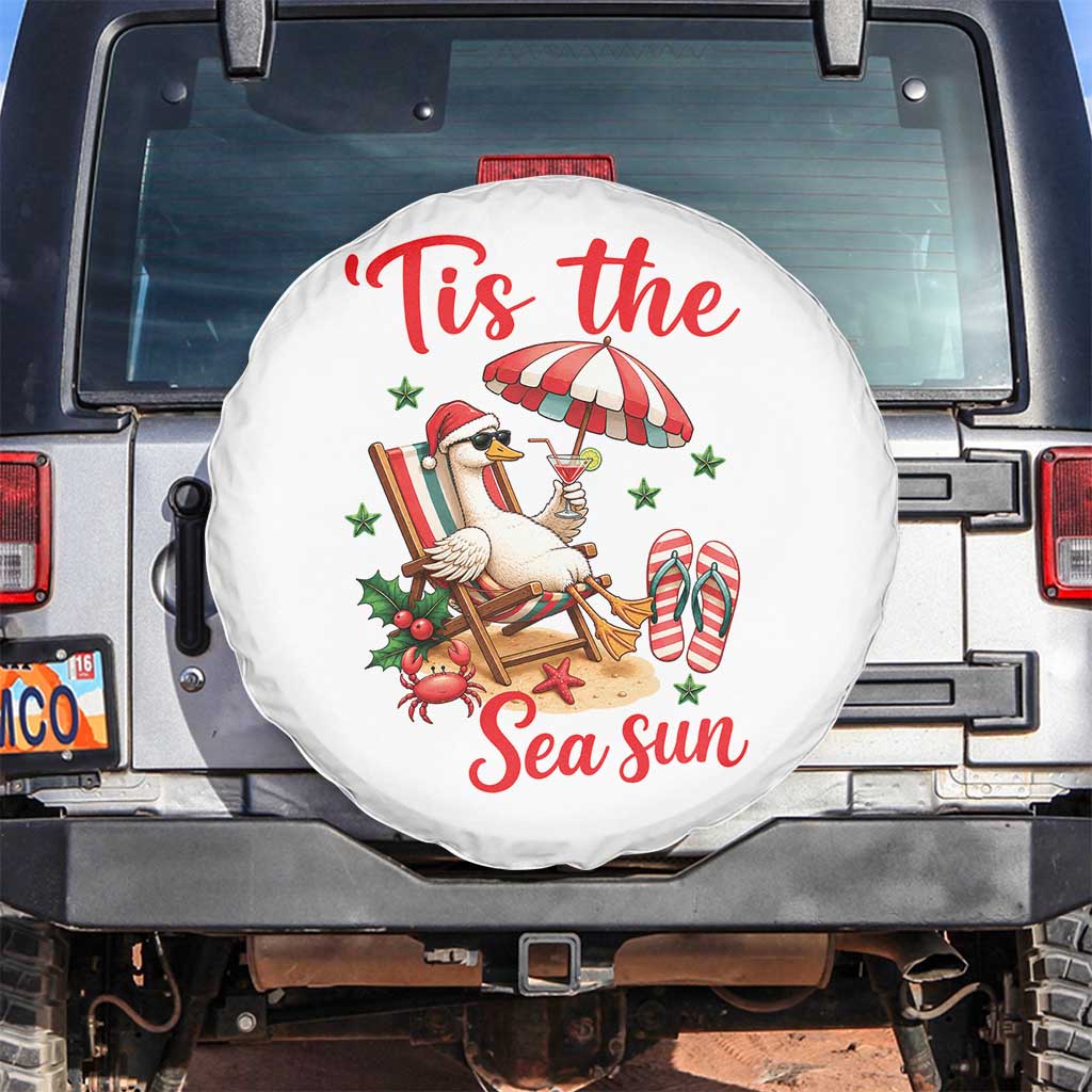 Funny Christmas In July Goose Spare Tire Cover Tropical Summer Beach Party