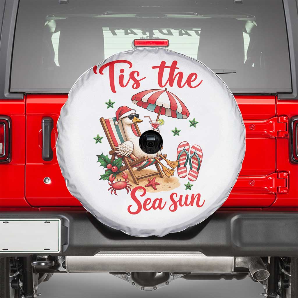 Funny Christmas In July Goose Spare Tire Cover Tropical Summer Beach Party