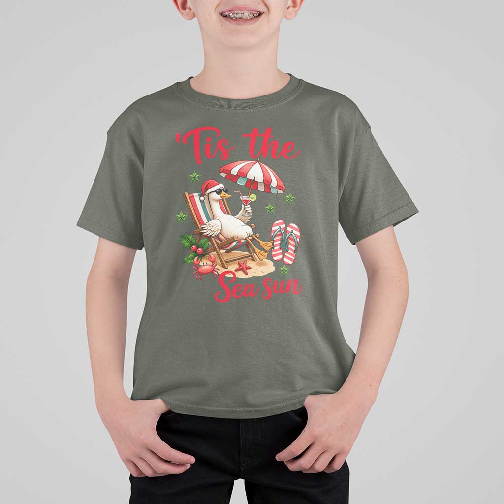 Funny Christmas In July Goose T Shirt For Kid Tropical Summer Beach Party