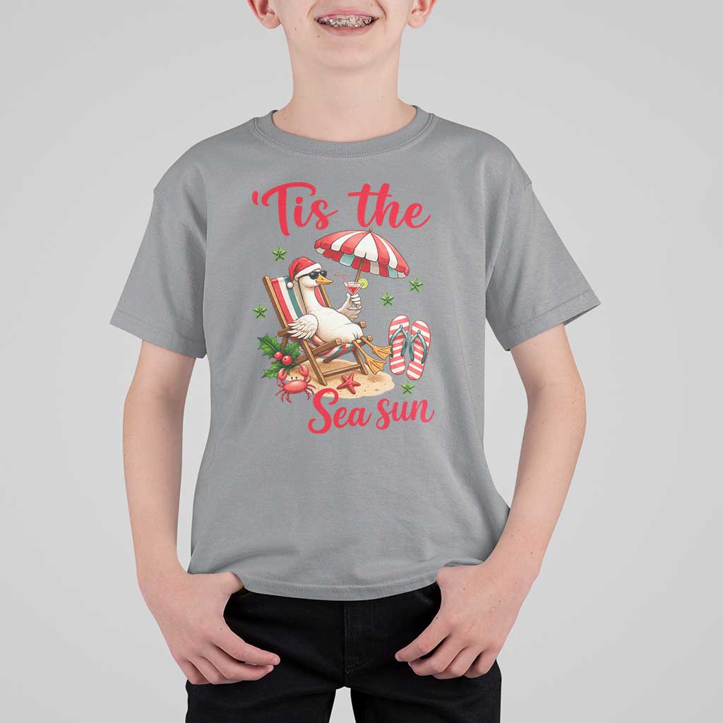 Funny Christmas In July Goose T Shirt For Kid Tropical Summer Beach Party