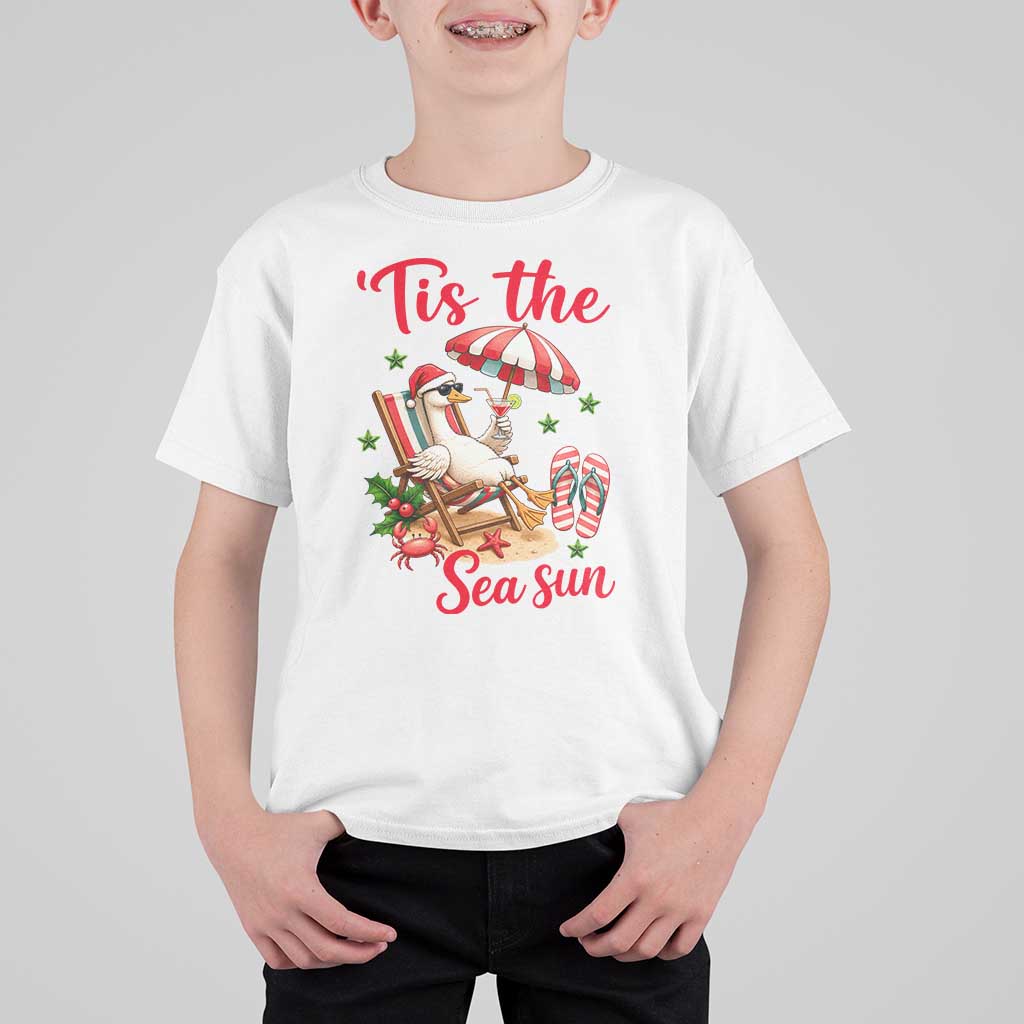 Funny Christmas In July Goose T Shirt For Kid Tropical Summer Beach Party