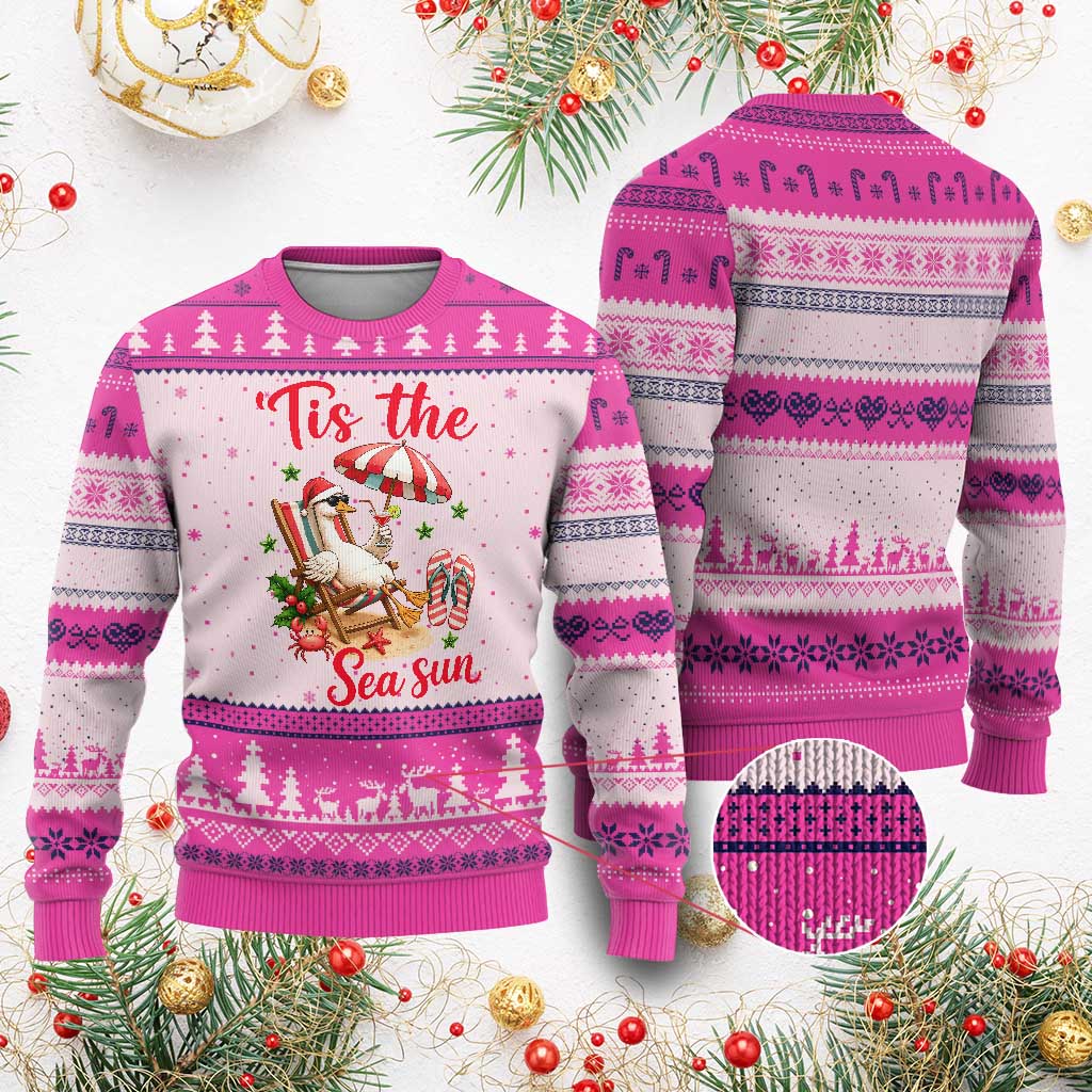 Funny Christmas In July Goose Ugly Christmas Sweater Tropical Summer Beach Party