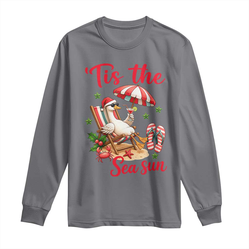 Funny Christmas In July Goose Long Sleeve Shirt Tropical Summer Beach Party