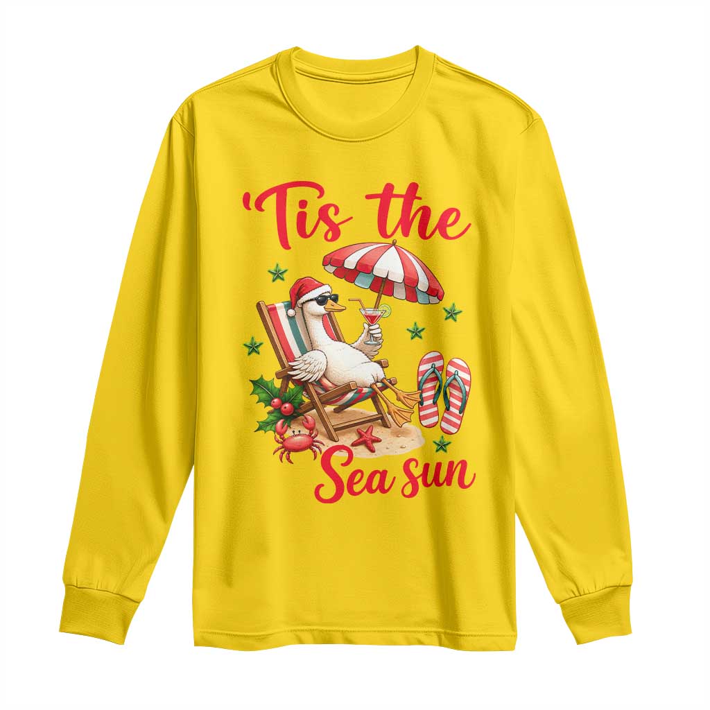 Funny Christmas In July Goose Long Sleeve Shirt Tropical Summer Beach Party