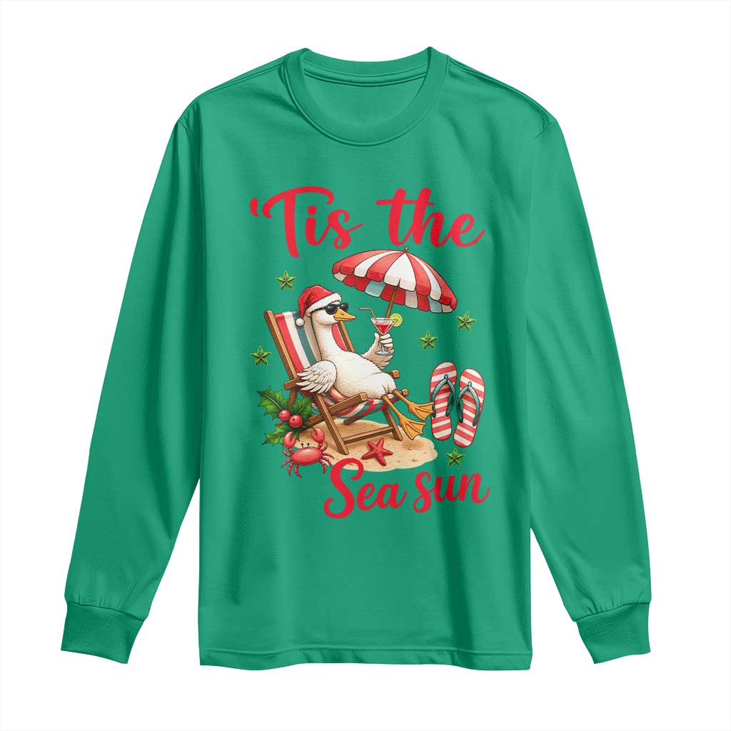 Funny Christmas In July Goose Long Sleeve Shirt Tropical Summer Beach Party