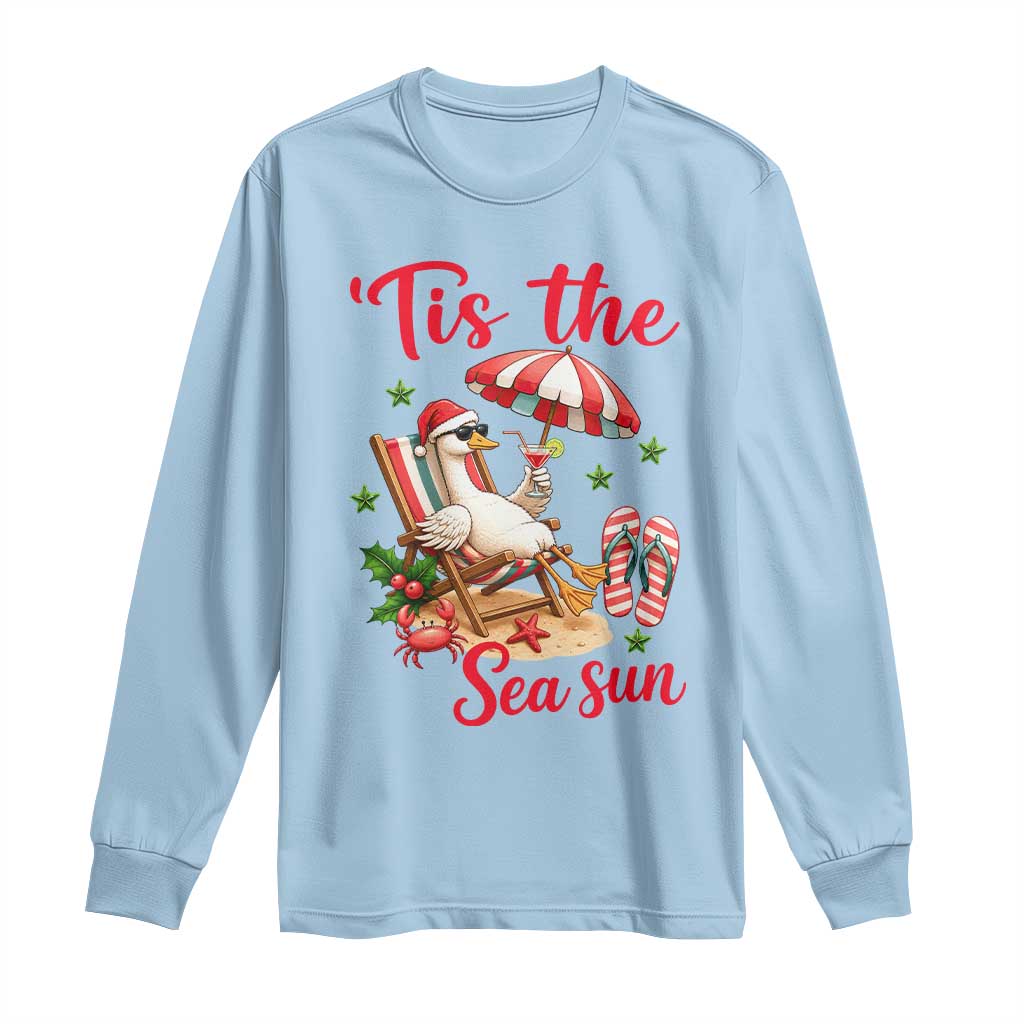 Funny Christmas In July Goose Long Sleeve Shirt Tropical Summer Beach Party