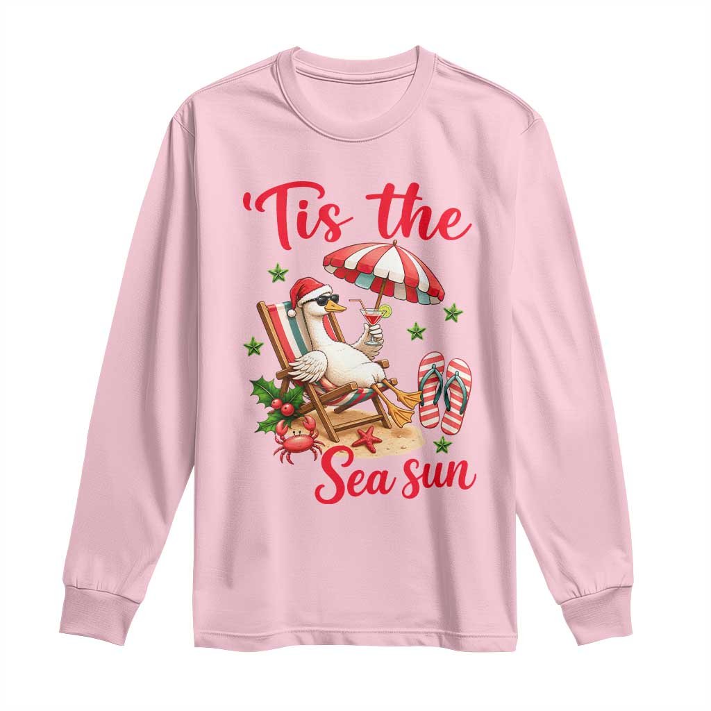 Funny Christmas In July Goose Long Sleeve Shirt Tropical Summer Beach Party