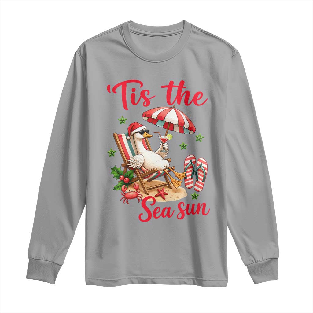 Funny Christmas In July Goose Long Sleeve Shirt Tropical Summer Beach Party