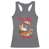 Funny Christmas In July Goose Racerback Tank Top Tropical Summer Beach Party