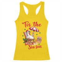 Funny Christmas In July Goose Racerback Tank Top Tropical Summer Beach Party