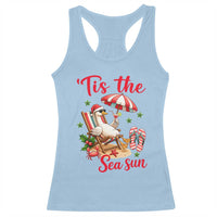 Funny Christmas In July Goose Racerback Tank Top Tropical Summer Beach Party