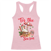 Funny Christmas In July Goose Racerback Tank Top Tropical Summer Beach Party