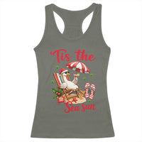 Funny Christmas In July Goose Racerback Tank Top Tropical Summer Beach Party