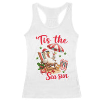 Funny Christmas In July Goose Racerback Tank Top Tropical Summer Beach Party