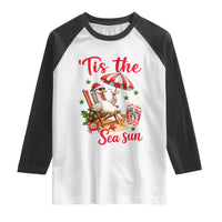Funny Christmas In July Goose Raglan Shirt Tropical Summer Beach Party