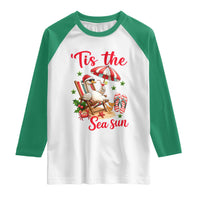 Funny Christmas In July Goose Raglan Shirt Tropical Summer Beach Party