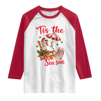 Funny Christmas In July Goose Raglan Shirt Tropical Summer Beach Party
