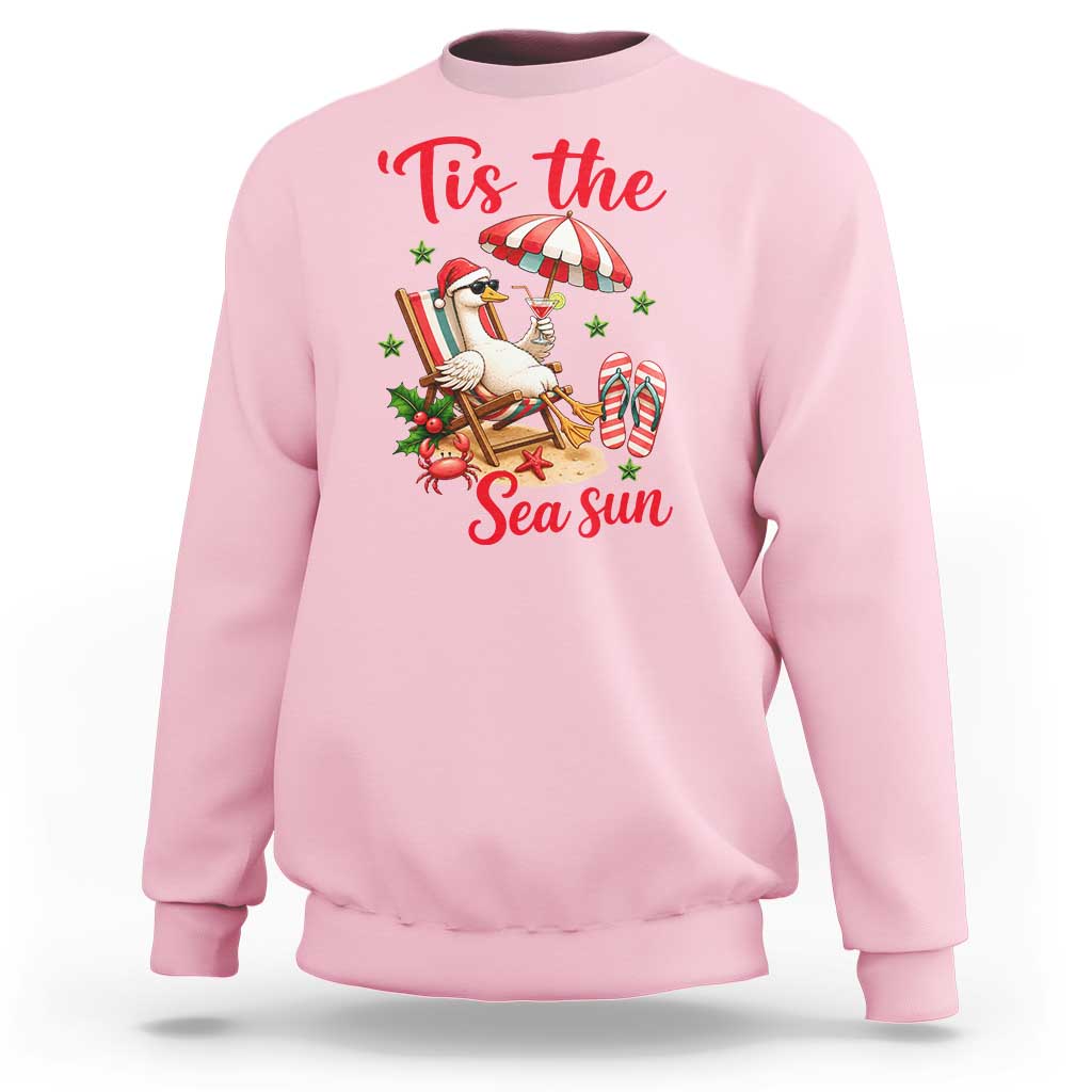 Funny Christmas In July Goose Sweatshirt Tropical Summer Beach Party