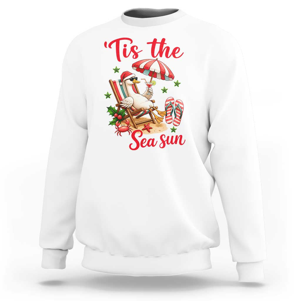 Funny Christmas In July Goose Sweatshirt Tropical Summer Beach Party
