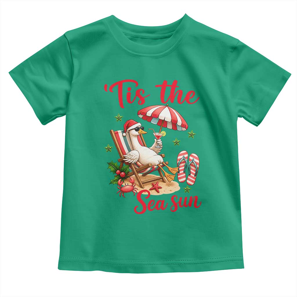 Funny Christmas In July Goose Toddler T Shirt Tropical Summer Beach Party