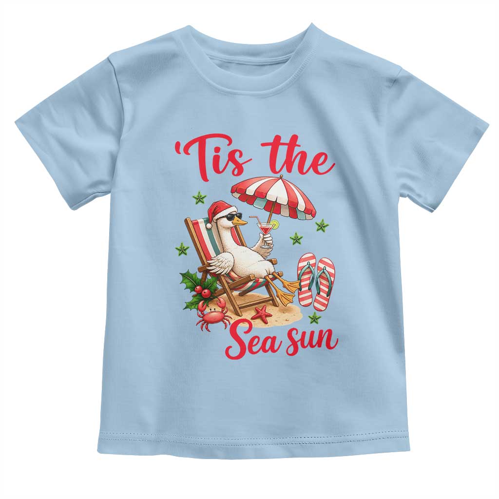 Funny Christmas In July Goose Toddler T Shirt Tropical Summer Beach Party