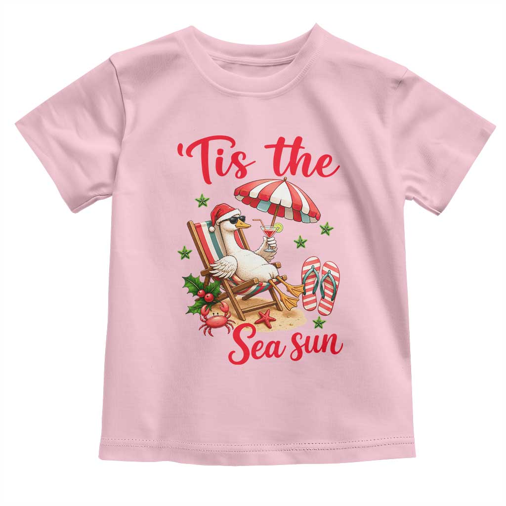 Funny Christmas In July Goose Toddler T Shirt Tropical Summer Beach Party