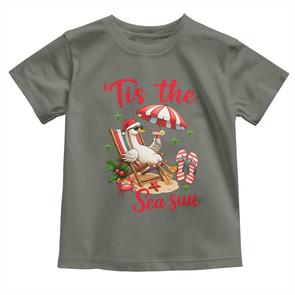 Funny Christmas In July Goose Toddler T Shirt Tropical Summer Beach Party