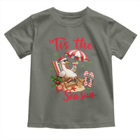 Funny Christmas In July Goose Toddler T Shirt Tropical Summer Beach Party