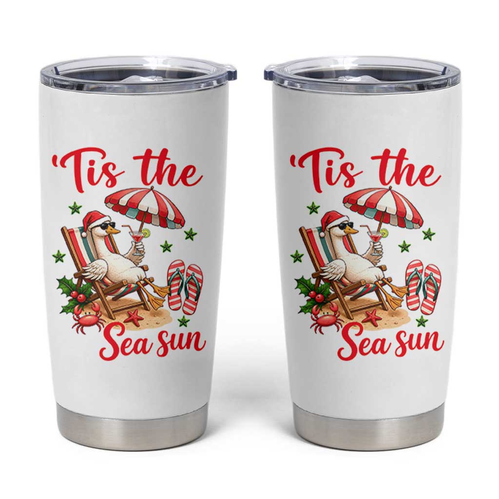 Funny Christmas In July Goose Tumbler Cup Tropical Summer Beach Party