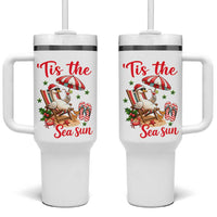 Funny Christmas In July Goose Tumbler With Handle Tropical Summer Beach Party