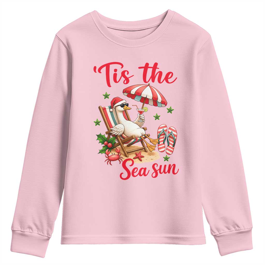 Funny Christmas In July Goose Youth Sweatshirt Tropical Summer Beach Party