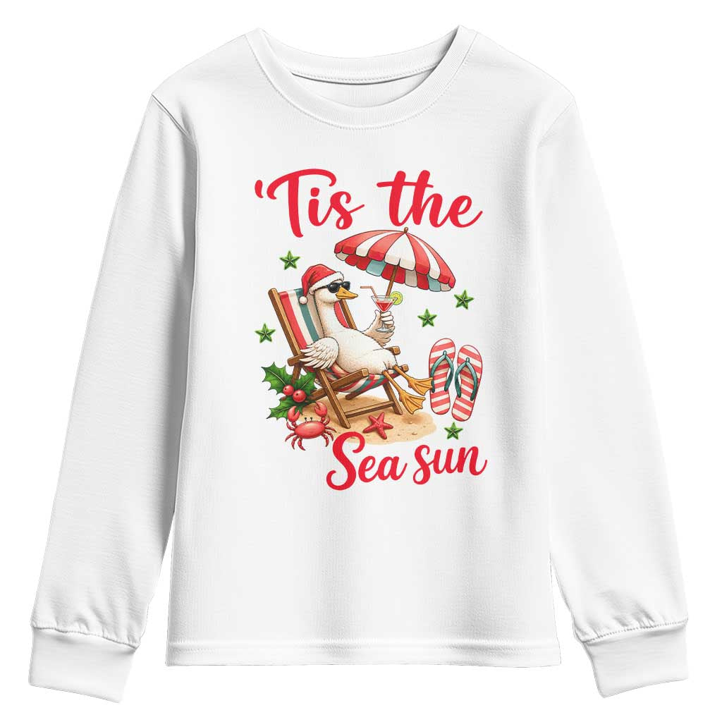 Funny Christmas In July Goose Youth Sweatshirt Tropical Summer Beach Party