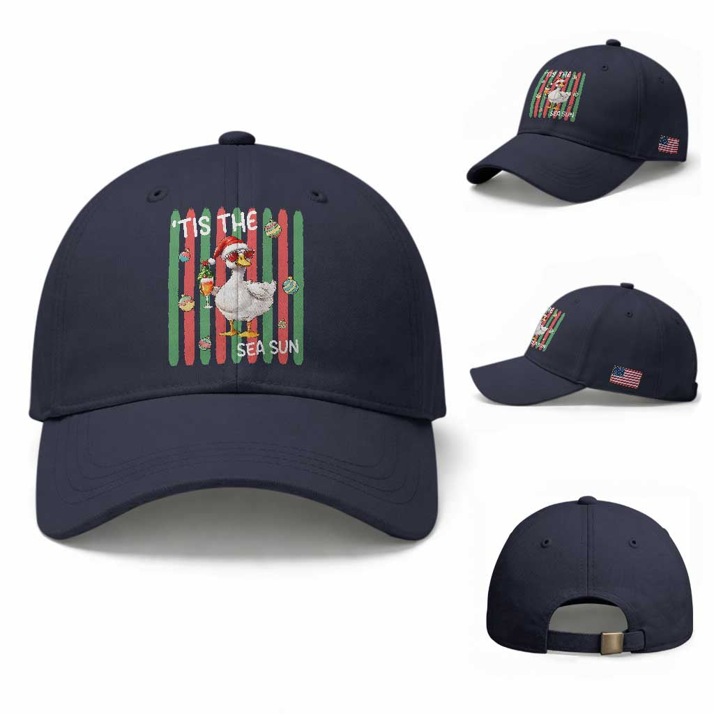 Funny Christmas In July Goose Baseball Cap Tis The Sea Sun