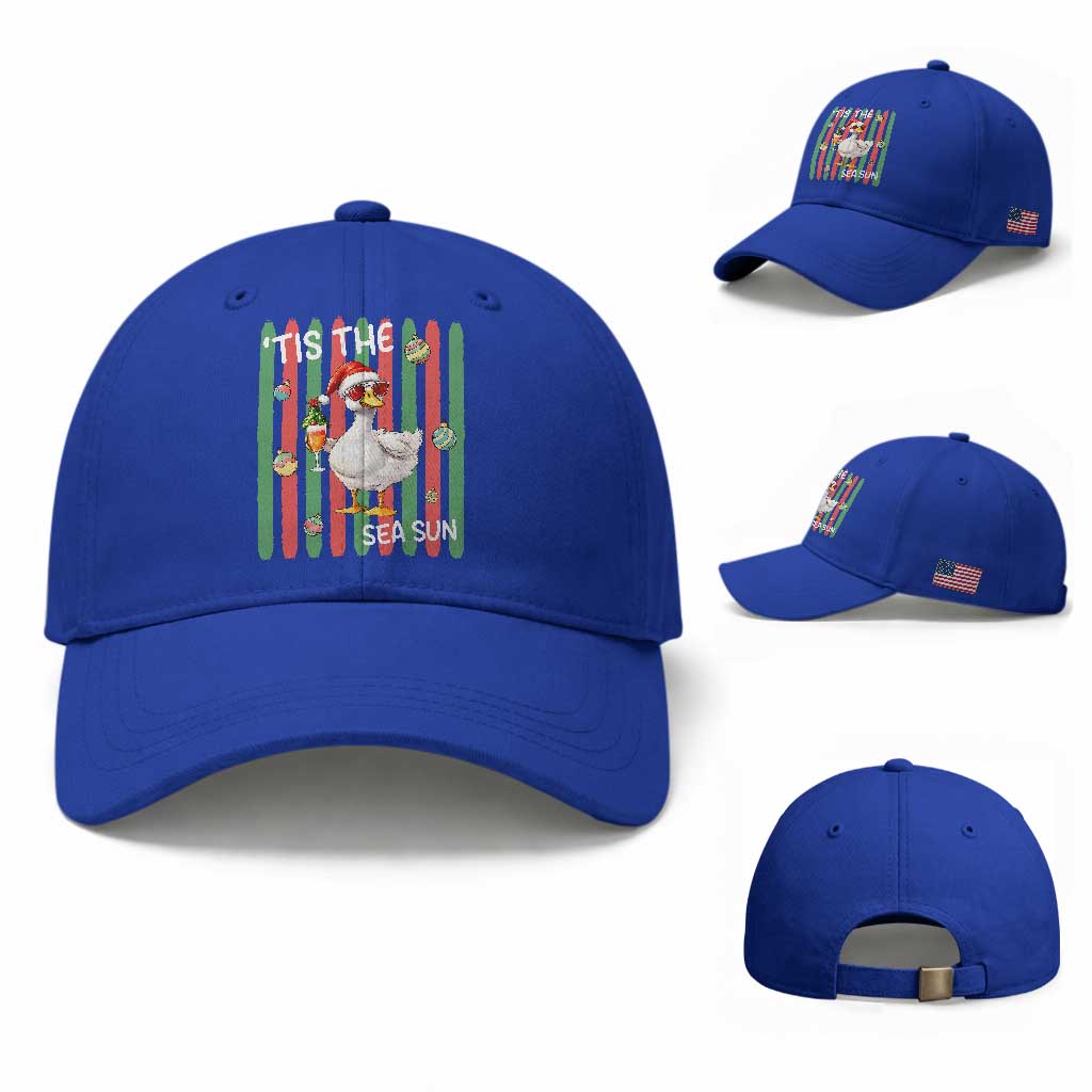Funny Christmas In July Goose Baseball Cap Tis The Sea Sun