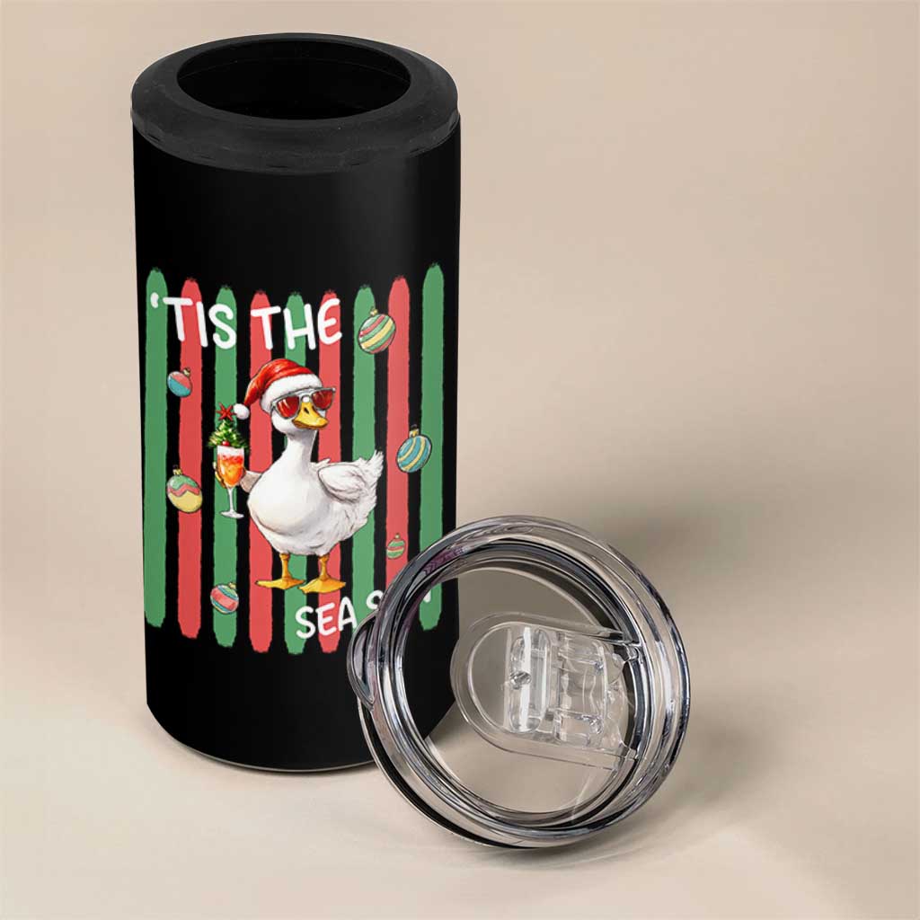 Funny Christmas In July Goose 4 in 1 Can Cooler Tumbler Tis The Sea Sun