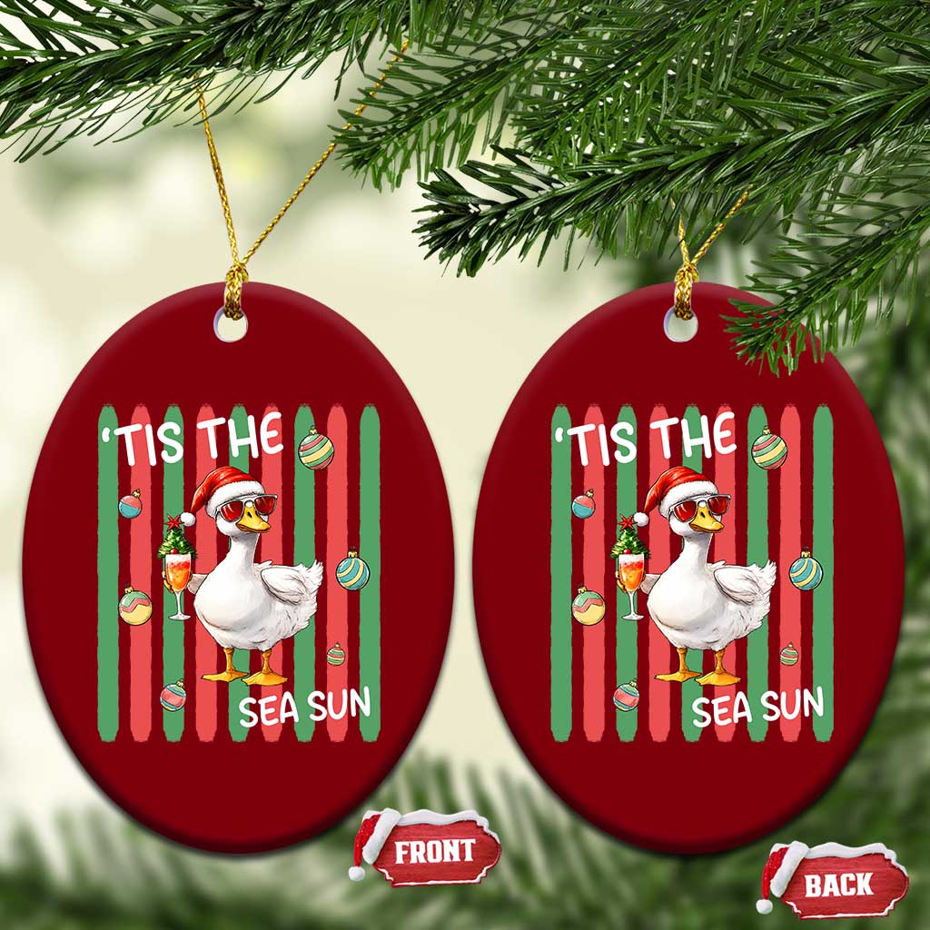 Funny Christmas In July Goose Ceramic Ornament Tis The Sea Sun