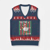 Funny Christmas In July Goose V-Neck Knit Sweater Vest Tis The Sea Sun