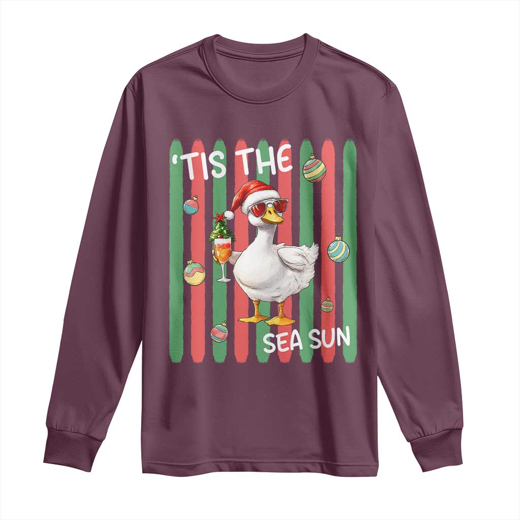 Funny Christmas In July Goose Long Sleeve Shirt Tis The Sea Sun
