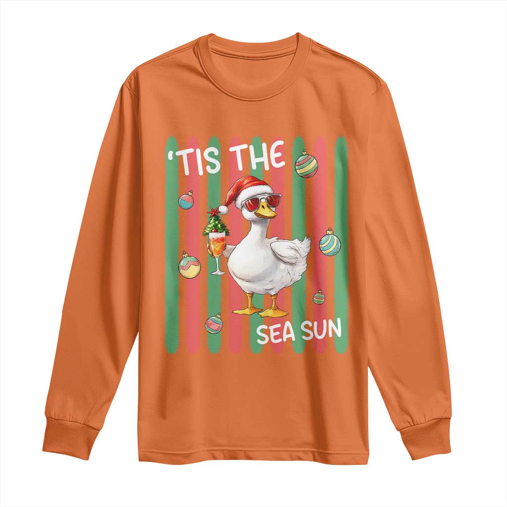 Funny Christmas In July Goose Long Sleeve Shirt Tis The Sea Sun
