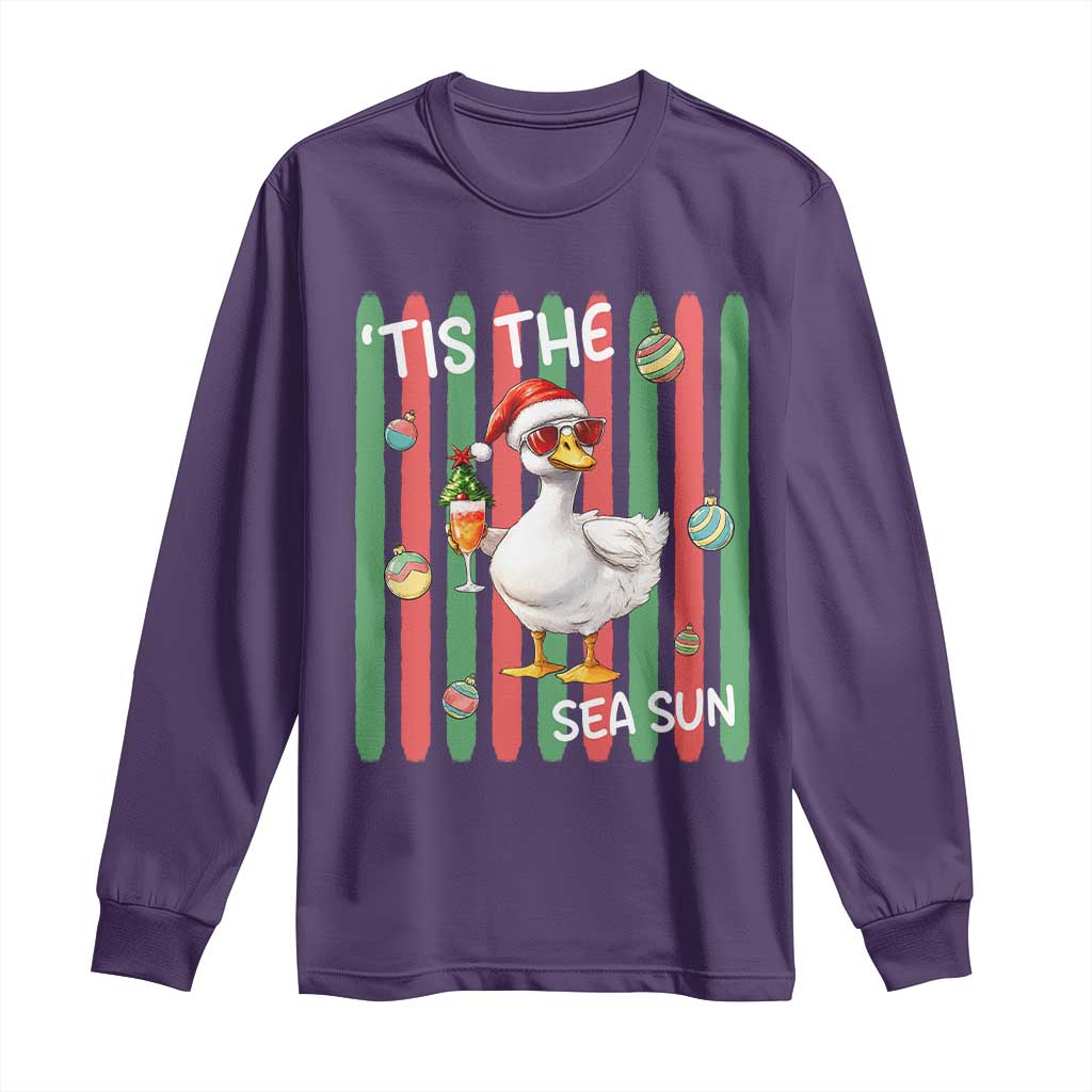 Funny Christmas In July Goose Long Sleeve Shirt Tis The Sea Sun