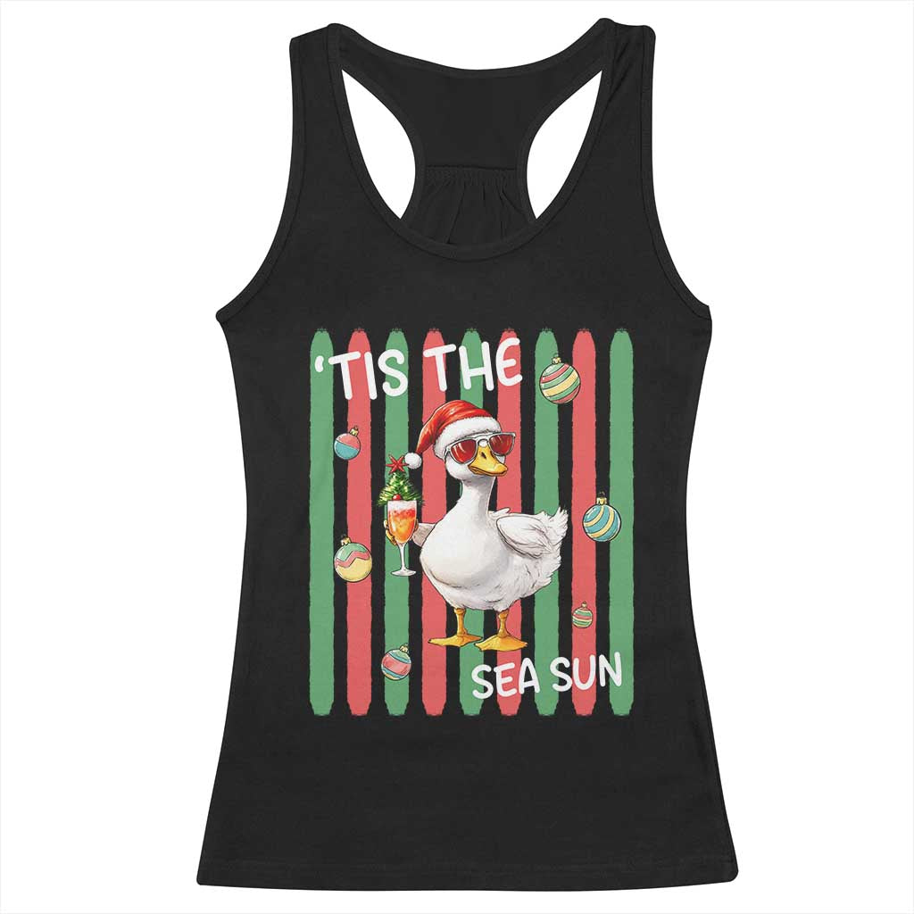 Funny Christmas In July Goose Racerback Tank Top Tis The Sea Sun