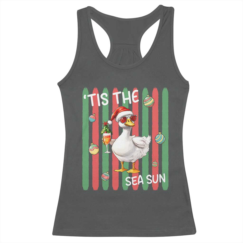 Funny Christmas In July Goose Racerback Tank Top Tis The Sea Sun