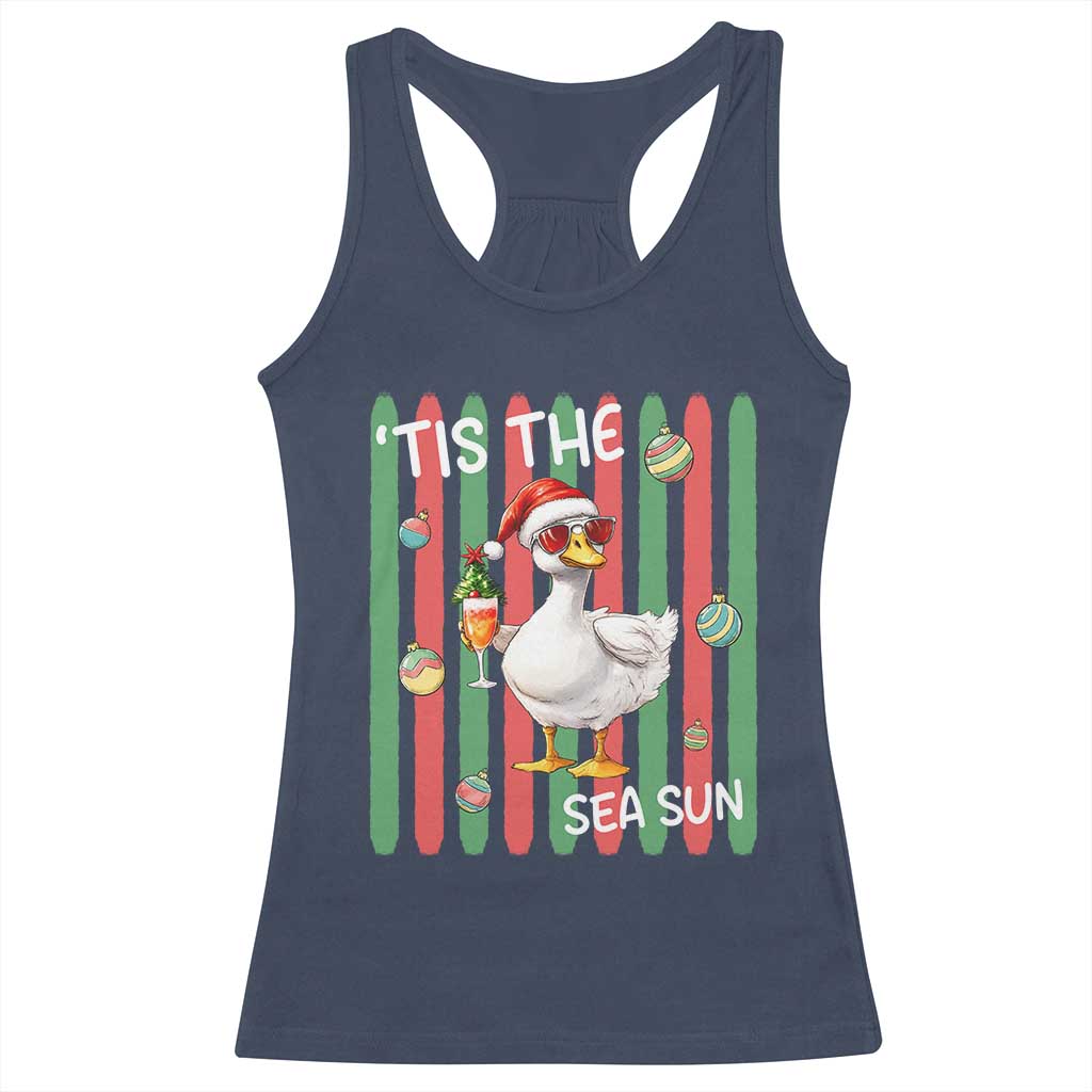 Funny Christmas In July Goose Racerback Tank Top Tis The Sea Sun