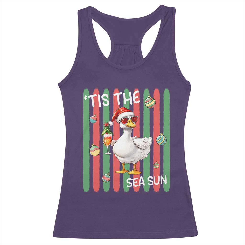 Funny Christmas In July Goose Racerback Tank Top Tis The Sea Sun