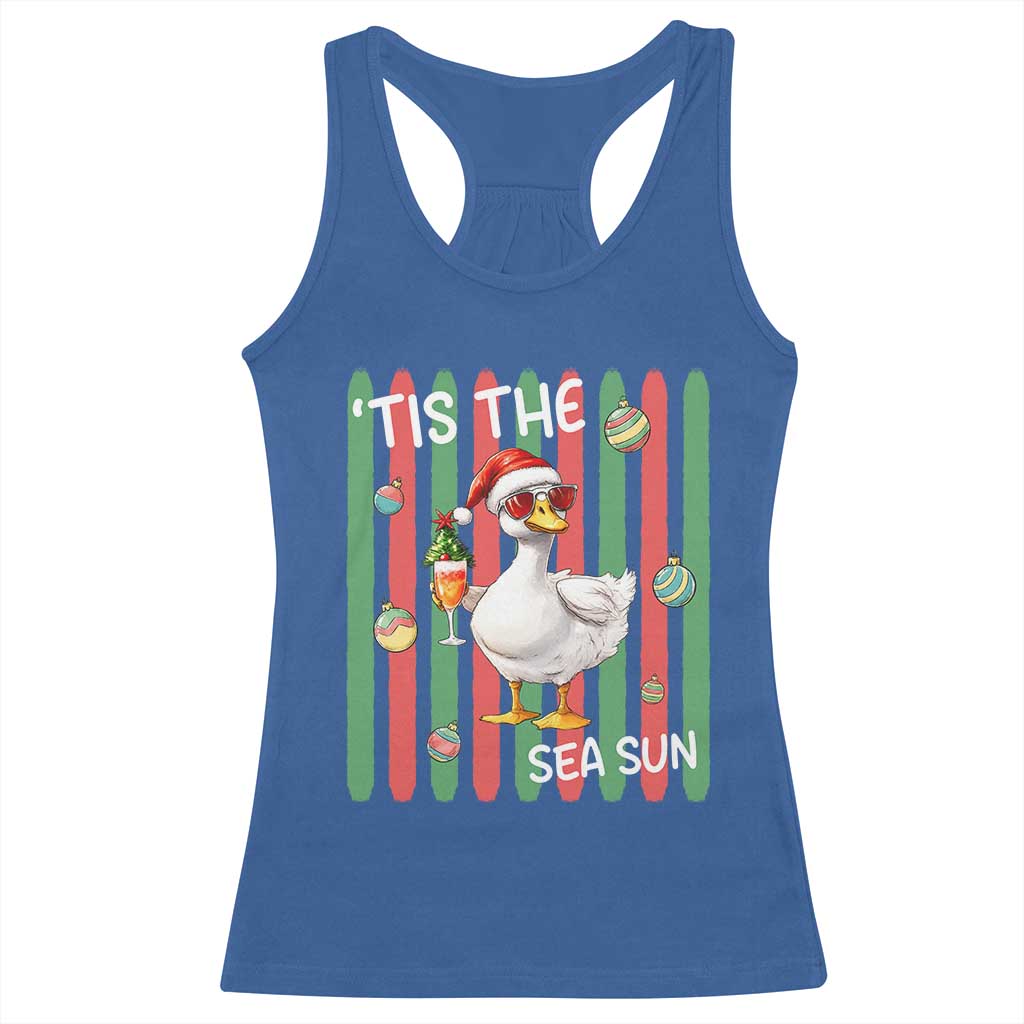 Funny Christmas In July Goose Racerback Tank Top Tis The Sea Sun
