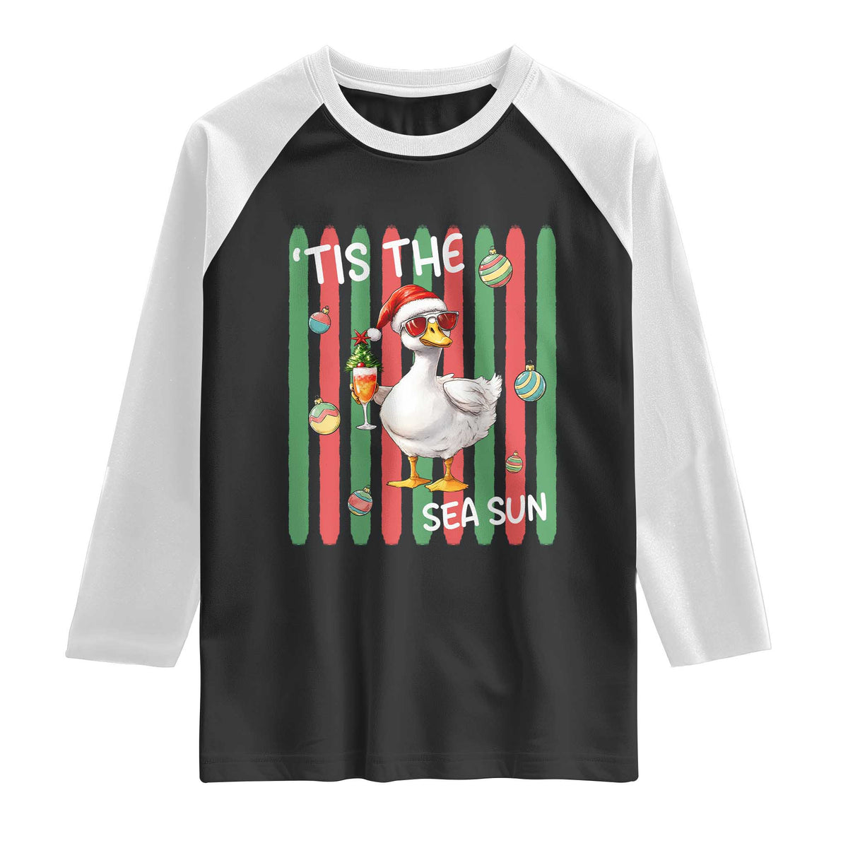 Funny Christmas In July Goose Raglan Shirt Tis The Sea Sun