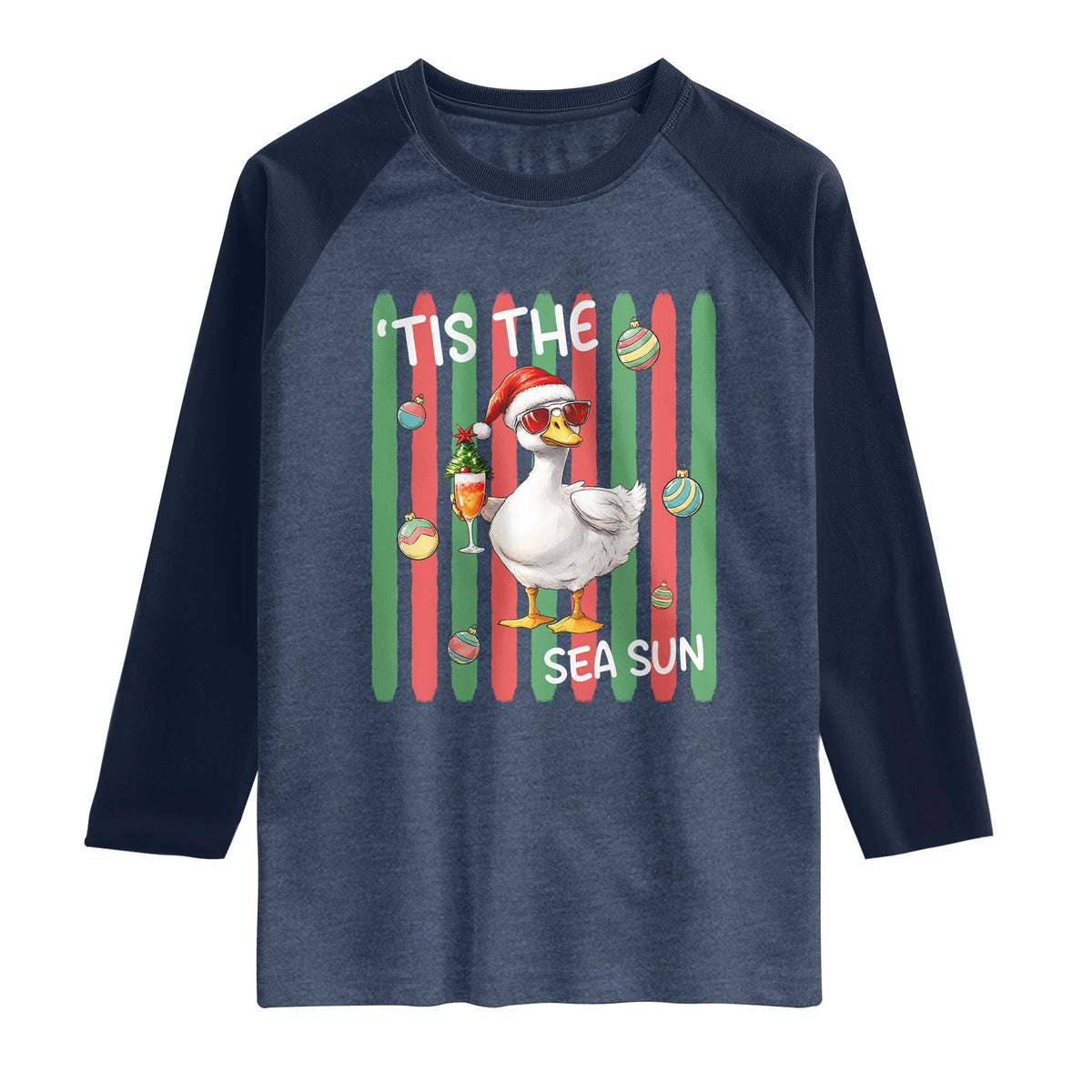 Funny Christmas In July Goose Raglan Shirt Tis The Sea Sun