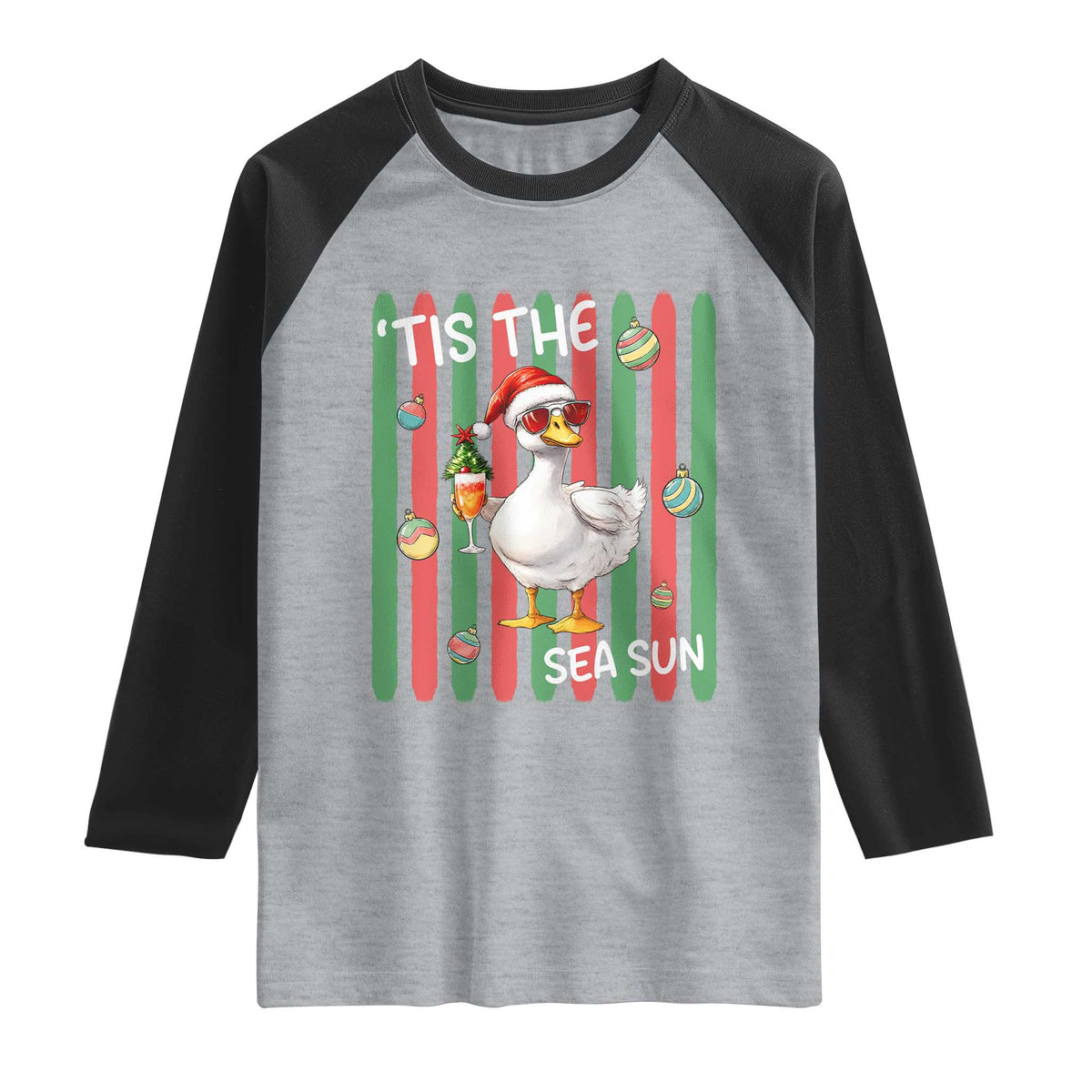Funny Christmas In July Goose Raglan Shirt Tis The Sea Sun