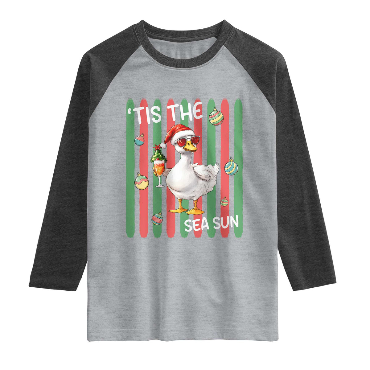 Funny Christmas In July Goose Raglan Shirt Tis The Sea Sun