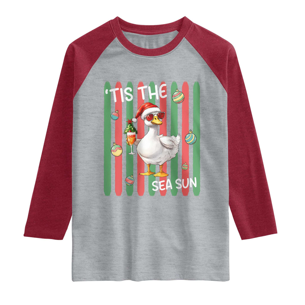 Funny Christmas In July Goose Raglan Shirt Tis The Sea Sun